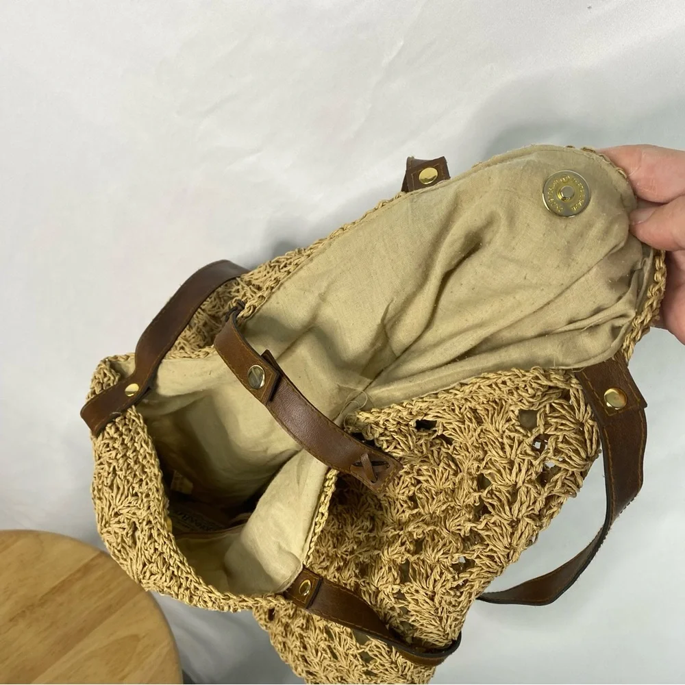 Vintage St. John Bay Paper Straw Beach Tote‎ Bag Shoulder Bag Boho Bohemian